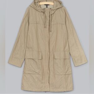 Eileen Fisher Womens Textured Organic Cotton Steel Coat Jacket Large